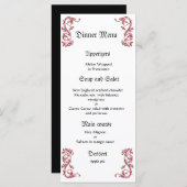 Menu du mariage noir rouge classique et élégant (Devant / Derrière)