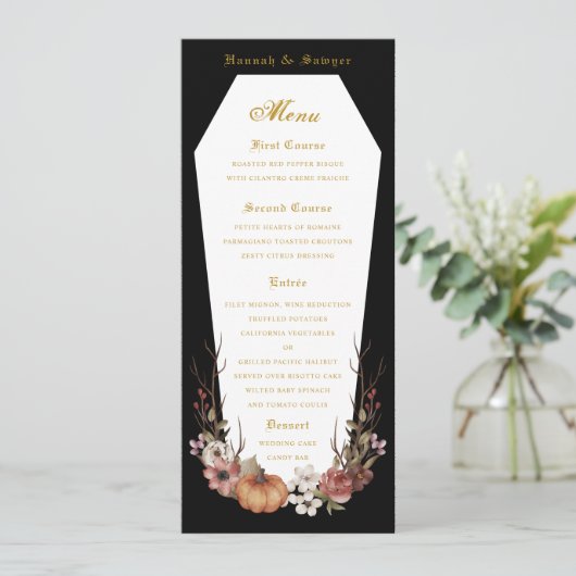 Menu du mariage pour vampire d'Halloween (Debout devant)