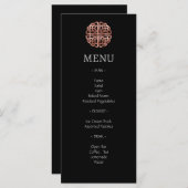 Menu du Mariage Rose noir Gold Dara Celtic Knot (Devant / Derrière)