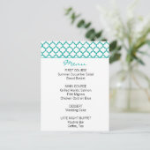 Menu du Mariage Turquoise Motif marocain (Debout devant)