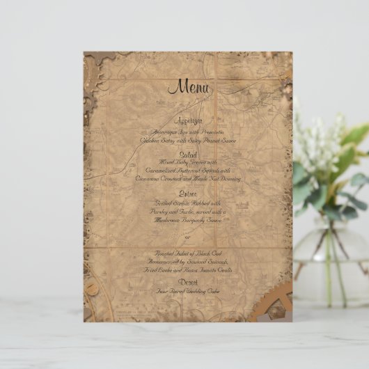 Menu du Mariage vintage Steampunk Bride (Debout devant)