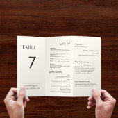 Menu du numéro de table minimal moderne triple mar
