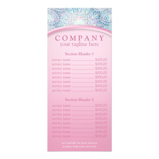 Menu du prix du mandala Snowflake (Devant)