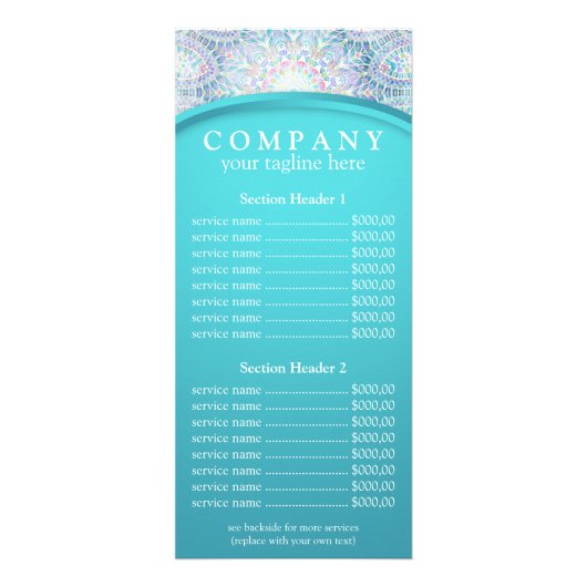 Menu du prix du mandala Snowflake (Devant)
