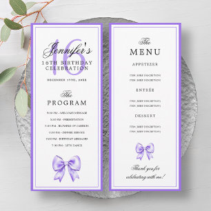 Menu du programme d'anniversaire 16 ans Elegant Vi