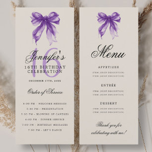 Menu du programme d'anniversaire 16 ans Elegant Vi
