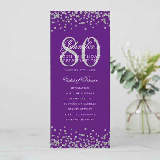 Menu du programme d'anniversaire 80e Merci Silver (Debout devant)