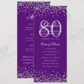 Menu du programme d'anniversaire 80e Merci Silver (Devant / Derrière)