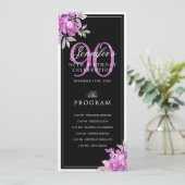 Menu du programme d'anniversaire 90 ans Fleurs ros (Debout devant)