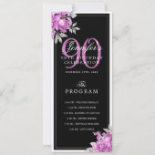 Menu du programme d'anniversaire 90 ans Fleurs ros (Devant)