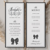 Menu du programme de 16e anniversaire au nœud noir