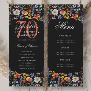 Menu du programme de fête d'anniversaire 70 ans Fl