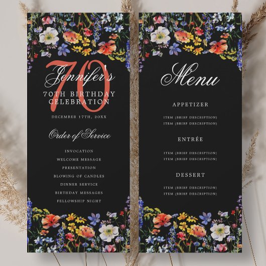 Menu du programme de fête d'anniversaire 70 ans Fl