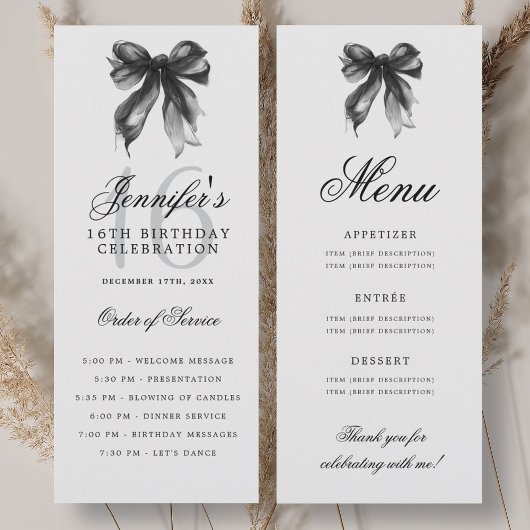 Menu du programme de fête d'anniversaire élégant a