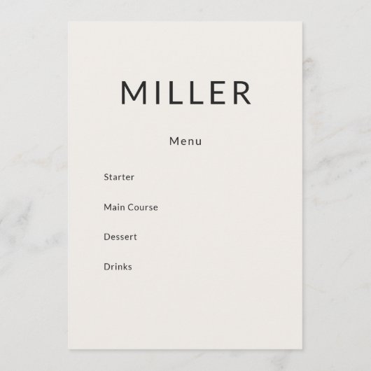 Menu du Programme de Mariage Architectural (Dos)