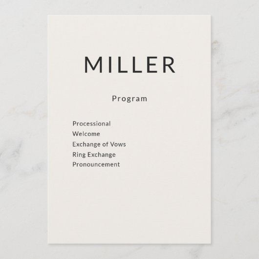 Menu du Programme de Mariage Architectural (Devant)