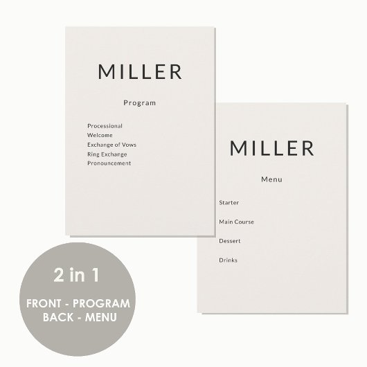 Menu du Programme de Mariage Architectural