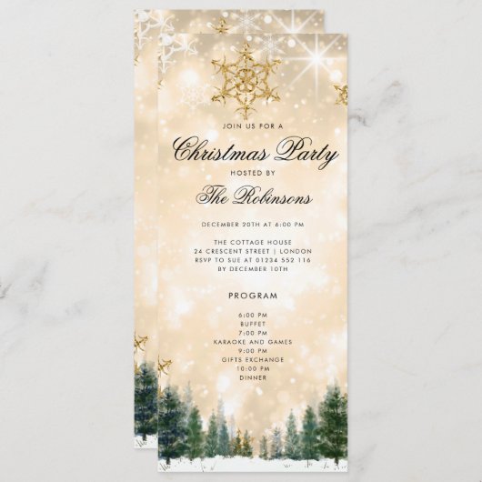 Menu du programme des Invitations de Noël d'hiver  (Devant / Derrière)