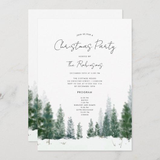 Menu du programme Invitation de Noël d'hiver simpl (Devant / Derrière)