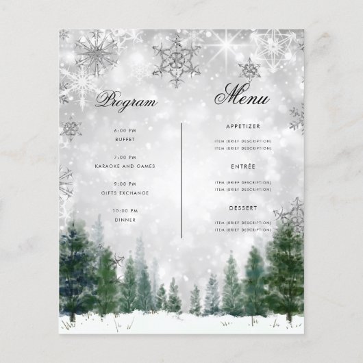 Menu du programme Invitation Silver Winter Wonderl (Dos)