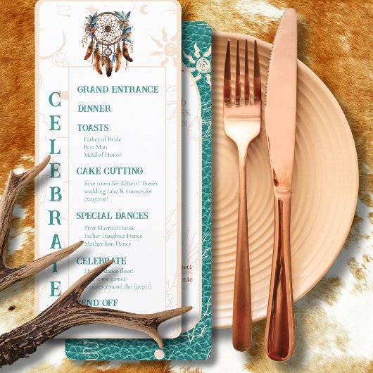 Menu du programme plat Mariage Boho Ranch