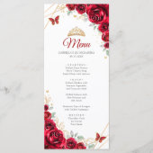 Menu du programme Quinceanera Floral Or Rouge (Devant)