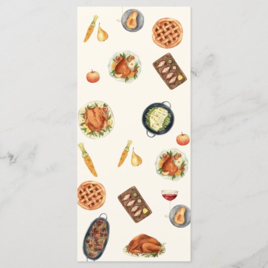 Menu du repas de Thanksgiving de dinde (Dos)