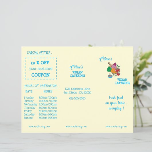 Menu du restaurant Brochure triple avec Coupon (Debout devant)