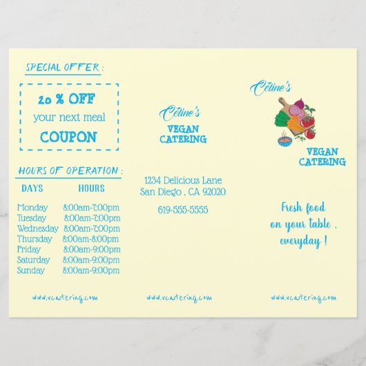 Menu du restaurant Brochure triple avec Coupon (Devant)