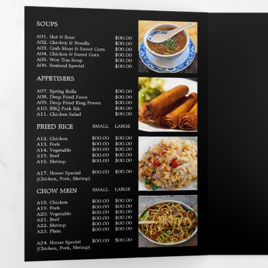 Menu du restaurant chinois Tri-Fold Flyer (Intérieur en premier)