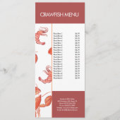 Menu du restaurant de fruits de mer et d'écrevisse (Devant)