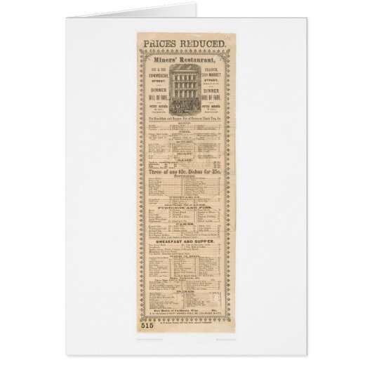 Menu du restaurant des mineurs (1083A) (Devant)