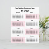 Menu du restaurant jetable pour Covid-19 Pink (Debout devant)