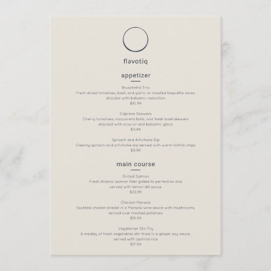 Menu du Restaurant Logo Culinaire Moderne (Devant)