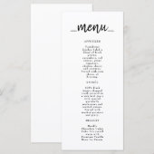 Menu du Salon de Café Restaurant (Devant / Derrière)
