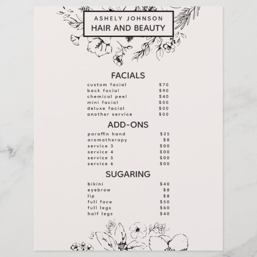 Menu du Spa de services Black 3 de QR Code moderne (Devant)