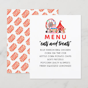 Menu du spectacle de fête d'anniversaire du Carnav