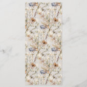 Menu du Tea Party Fleur sauvage de linge d'aquarel (Dos)