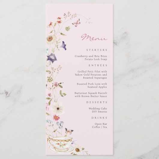 Menu du thé pour la douche de mariée (Devant)