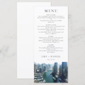 Menu Dubai Skyline Aquarelle Élégant Mariage (Devant / Derrière)