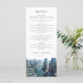 Menu Dubai Skyline Aquarelle Élégant Mariage (Debout devant)