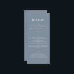 Menu Dusty bleu moderne simple élégant mariage<br><div class="desc">Moderne simple et élégant menu de mariage bleu Dusty. Design moderne et propre. Texte du script.</div>