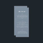 Menu Dusty bleu moderne simple élégant mariage<br><div class="desc">Moderne simple et élégant menu de mariage bleu Dusty. Design moderne et propre. Texte du script.</div>