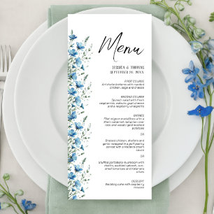 Menu Dusty Blue Boho Chic Fleurs sauvages mariage éléga