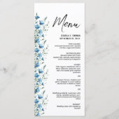 Menu Dusty Blue Boho Chic Fleurs sauvages mariage éléga (Devant)