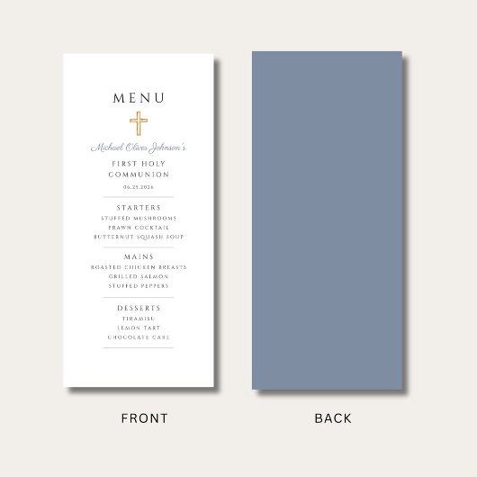 Menu Dusty Blue Boy First Communion