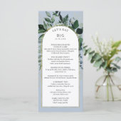 Menu Dusty Blue élégant aquarelle quitter dîner mariage (Debout devant)