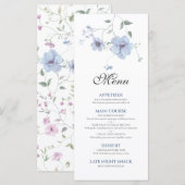 Menu Dusty Blue Elegant Watercolor Floral Wedding (Devant / Derrière)