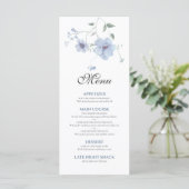 Menu Dusty Blue Elegant Watercolor Floral Wedding (Debout devant)