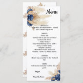 Menu Dusty Blue en Pampas Floral Vrijgezellenfeest (Voorkant / Achterkant)